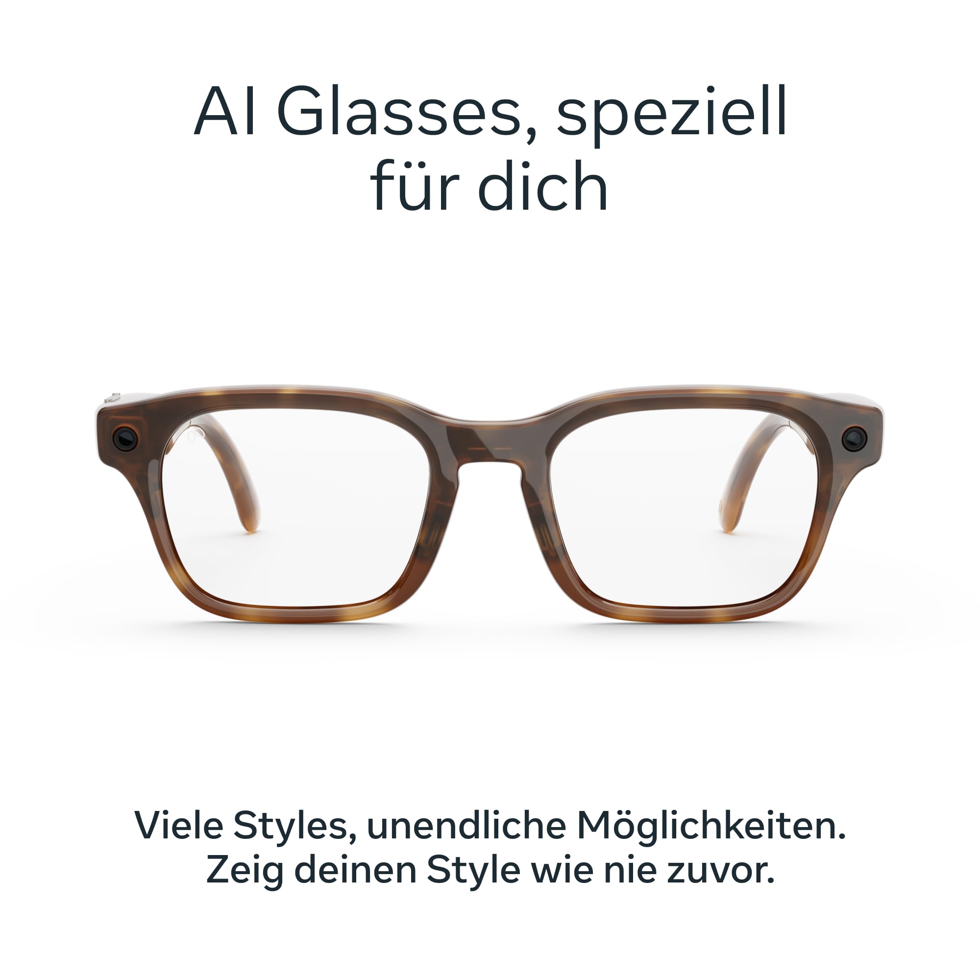 Meta Adventurer, Klassisches Havana | Unisex-AI Glasses – Meta AI, 12-MP-Kamera, Live-Übersetzung – 3K-HD-Auflösung – Über 8 Stunden Akkulaufzeit – Gläser: Transparent