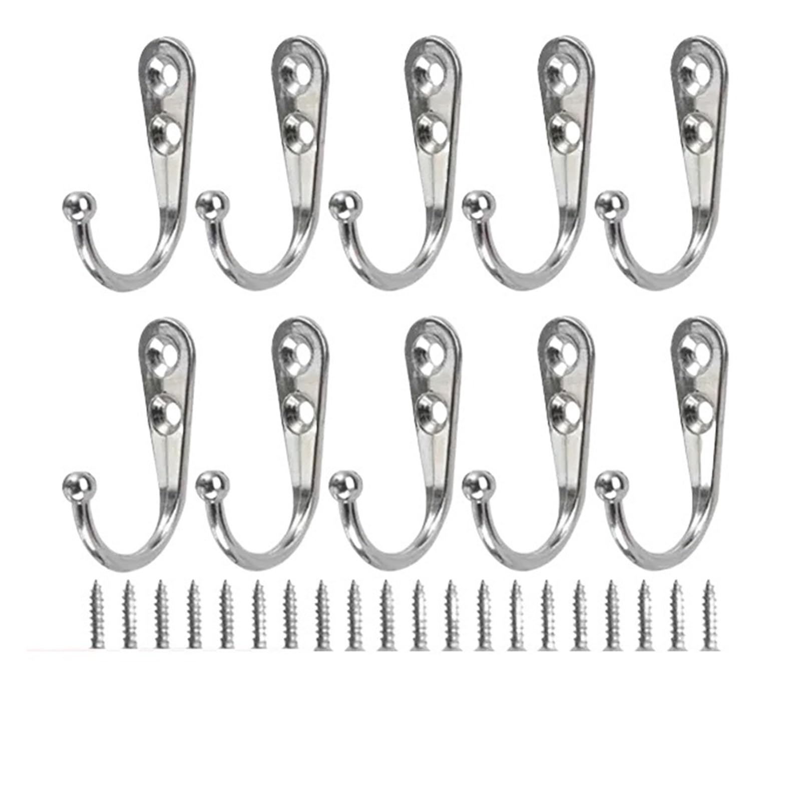 LUYSGBXR Hooks Alloy Hooks with Screws Wall Mounted Coat Hanging Hook Kitchen Bathroom Organizer Clothes Keys Storage Metal Rack Holder(Silver,1Set)