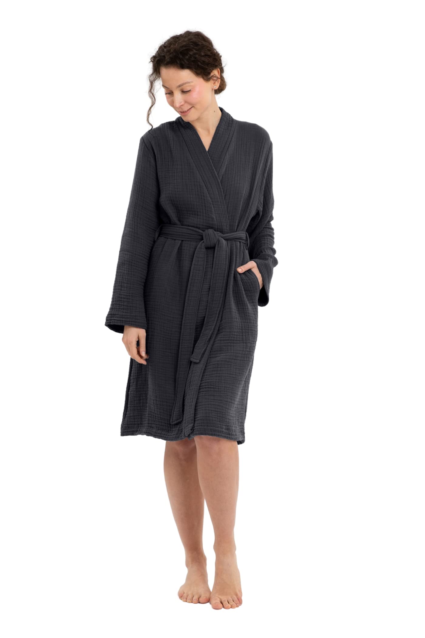 Woven Stories Cocoon Cotton Waffle Luxury Light Chic Robe For Women and Men