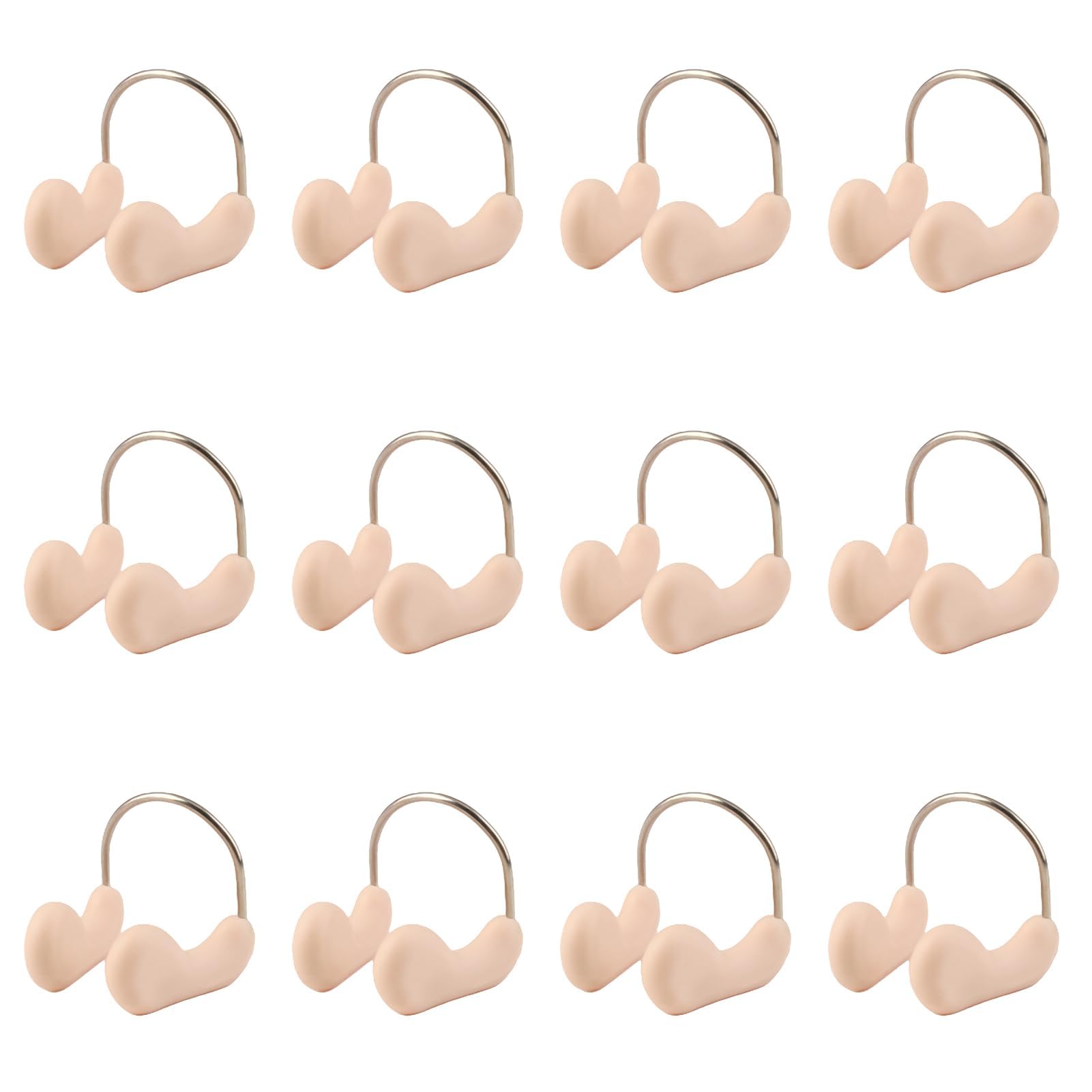 Pinzas Nasales de Silicona para Natación, Impermeables, Set de 12, Beige