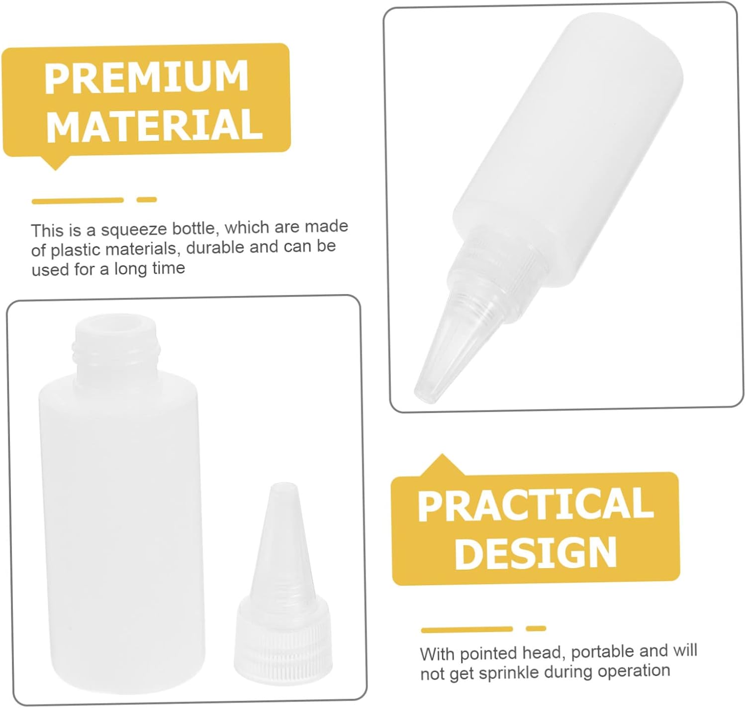 NUOBESTY 100pcs Squeeze Pigment Dispensing Bottles Flexible Liquid Dispenser for Diy Crafts Glues and Paints Refillable Bottles with Pointed Tip for Easy Application