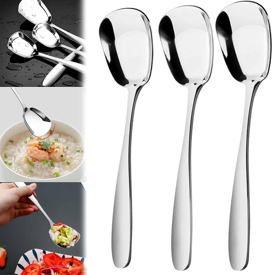 Amazon.co.jp: スクエアヘッドステンレススチールスプーン,算数