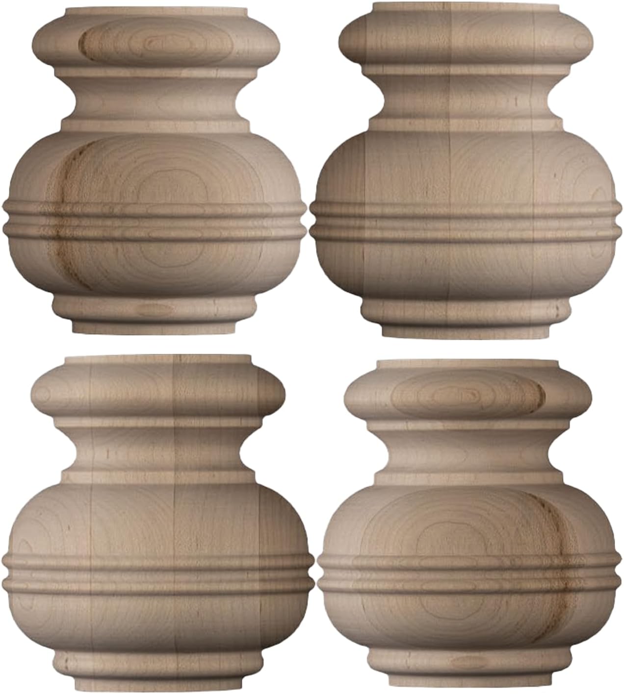 Osborne Bridle Round Foot in Soft Maple Wood (Set of Four), Unfinished Wooden Furniture Feet, Replacement Wood Feet for Cabinet, Sofa, Dresser, Couch, Ottoman and More