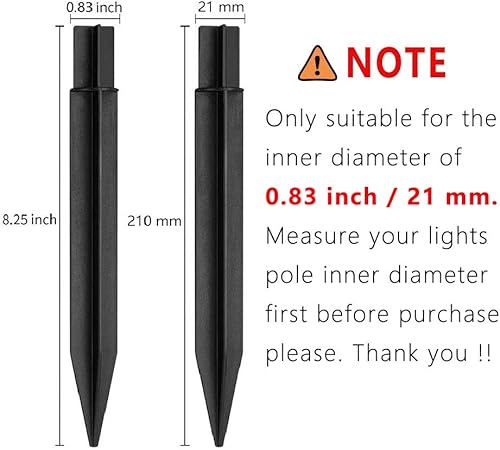 Miniatura 7 de RIMOL Picos de plástico para tierra, 8.25 pulgadas de repuesto ABS para luces de jardín, patio al aire libre, camino de Navidad (paquete de 16,
