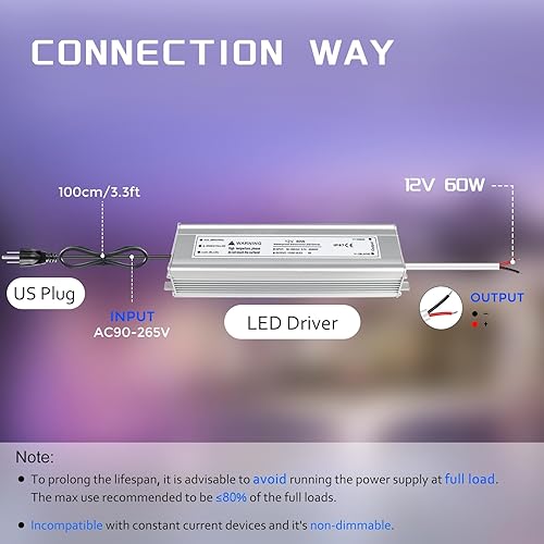 Vista 46 de Fuente de alimentación LED de 24 V 200 W, controlador LED IP67 impermeable, transformador de bajo voltaje de 110 V a CC de 24 voltios con enchufe