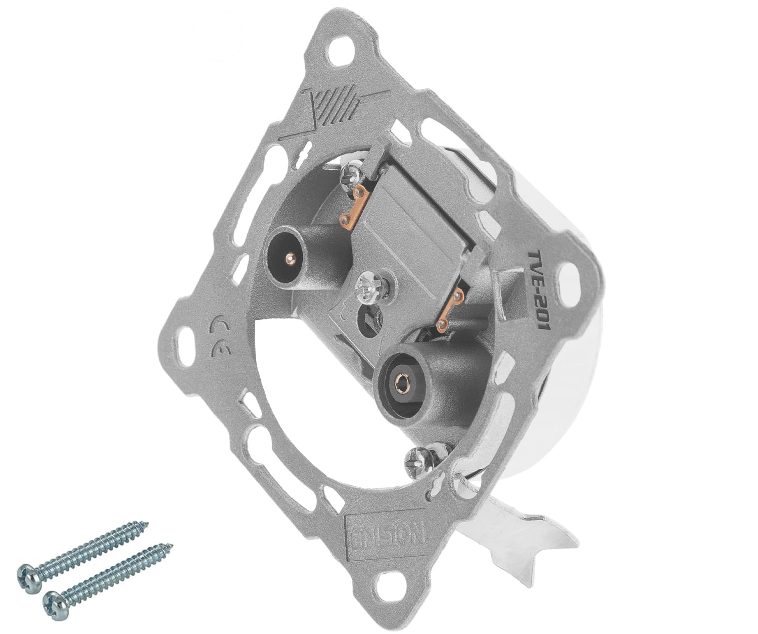EDISION Antennendose Sat Universal TVE-201, Enddose Stich TV/R-SAT unterputz 2-loch, geeignet für DVB-S2, Unicable, DVB-T/T2, Kabel DVB-C, RADIO, FM, DAB+, DC-Pass, 2 Ausgänge (Packung mit 6)
