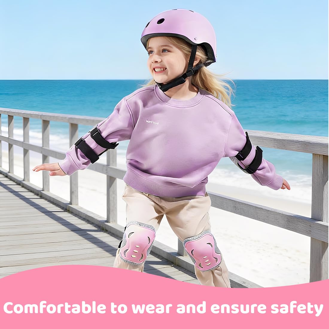 Ginocchiere per bambini, 6 in 1, per ragazzi e ragazze, set di protezioni per il polso per bambini di per pattinaggio, ciclismo e skateboard