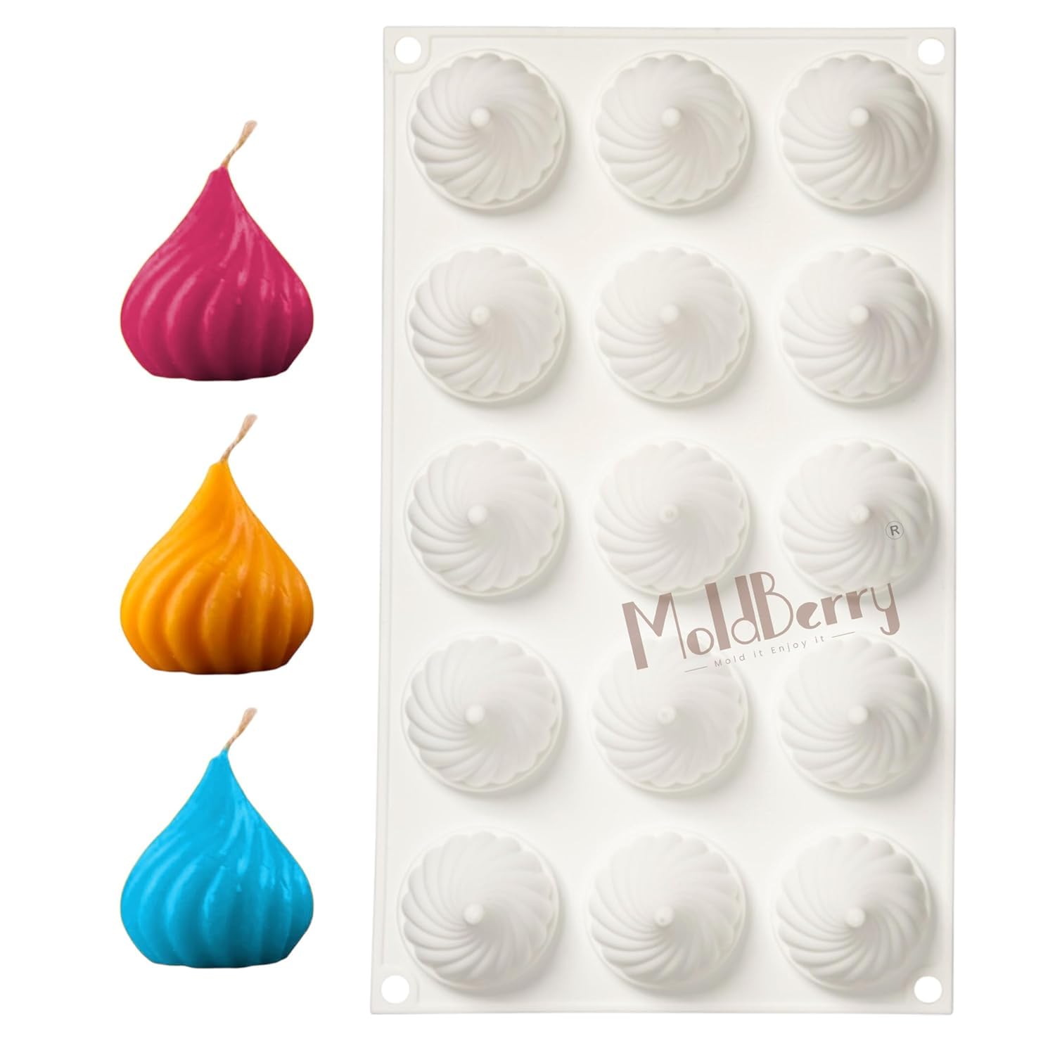 MoldBerry 15 Cavity Silicone Diya Mold – Spiral Shape Candle Making Mould for Diwali Festival, Pooja Decorations, Handmade Wax & Resin Crafts, Pack of 1-image-41