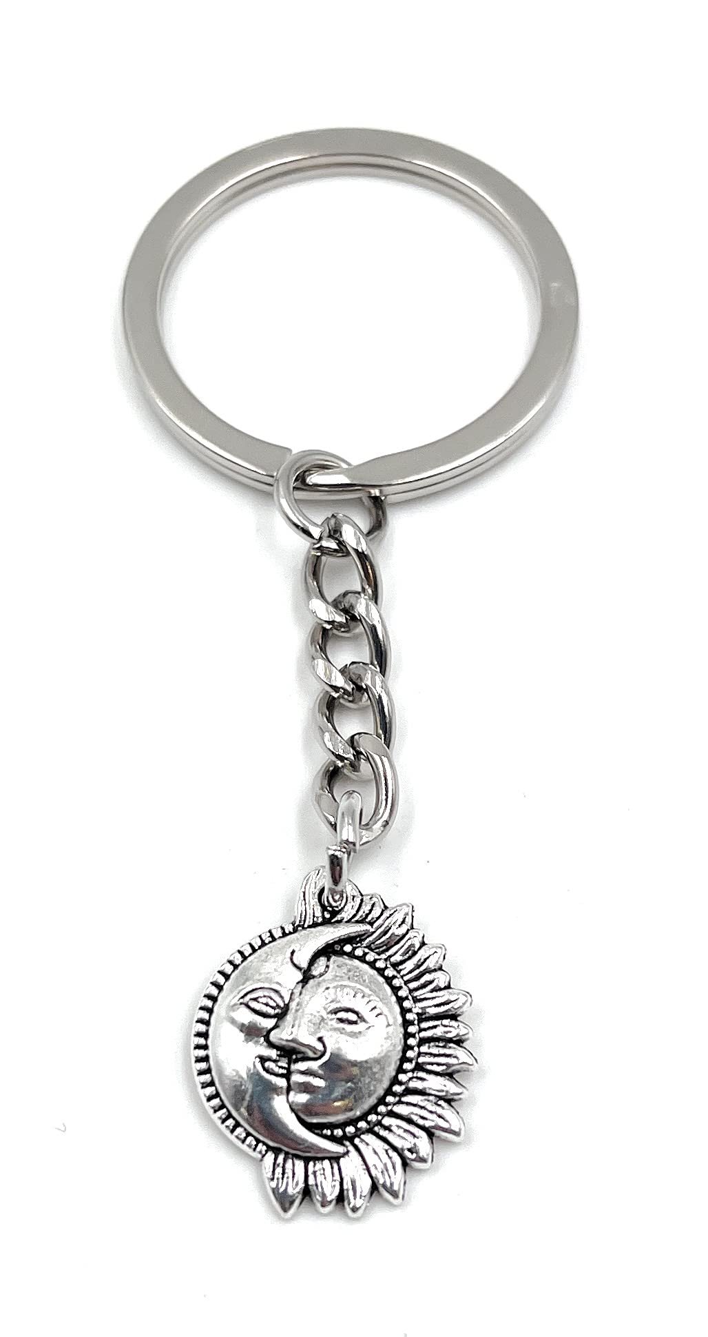H-Customs Women's Silver Sun And Moon Crescent Moon Keyring Pendant