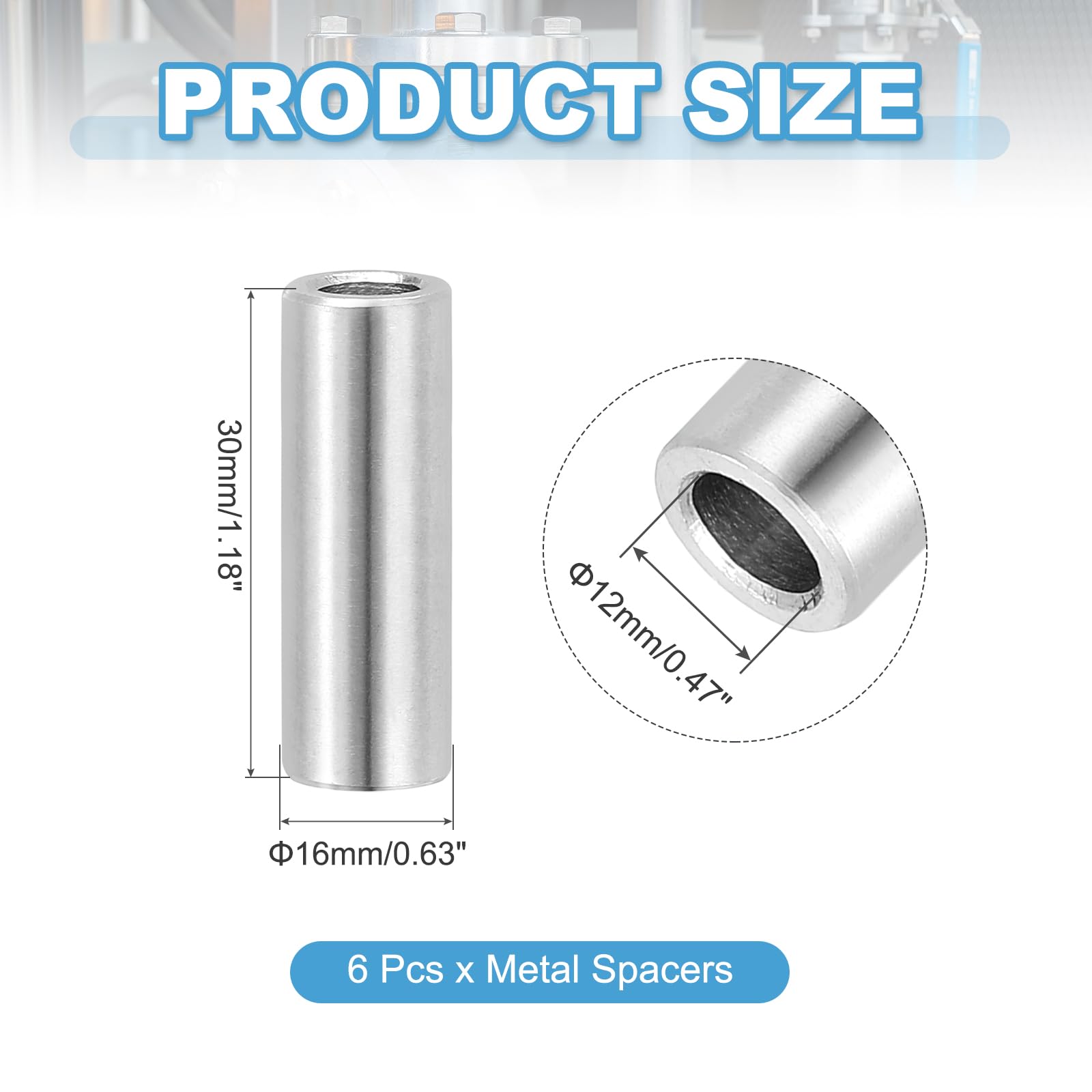 PATIKIL 6 Pcs Stainless Steel Spacers - Image 2