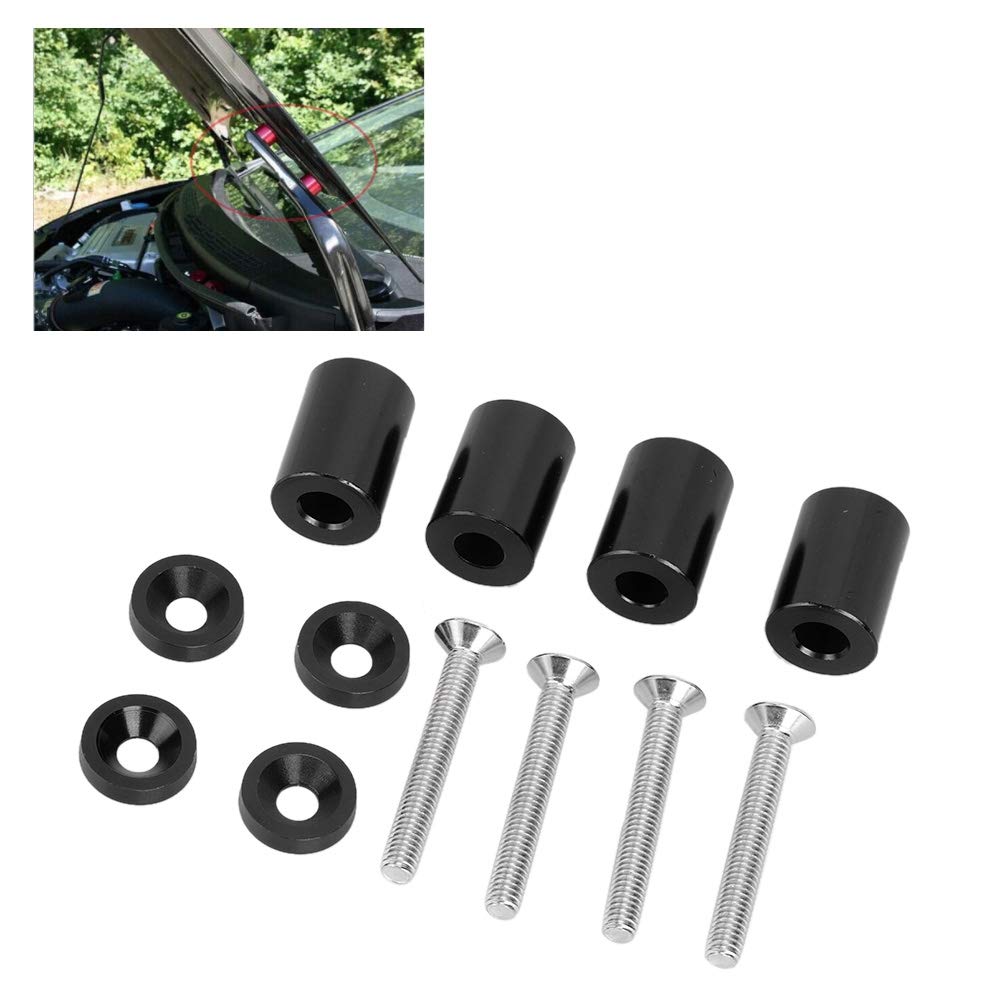 Podstawka Dystansowa Maski, Podpórka Wentylacyjna Maski Silnika Samochodu ze Stopu Aluminium, Pasująca do Silnika 6mm (BLACK)