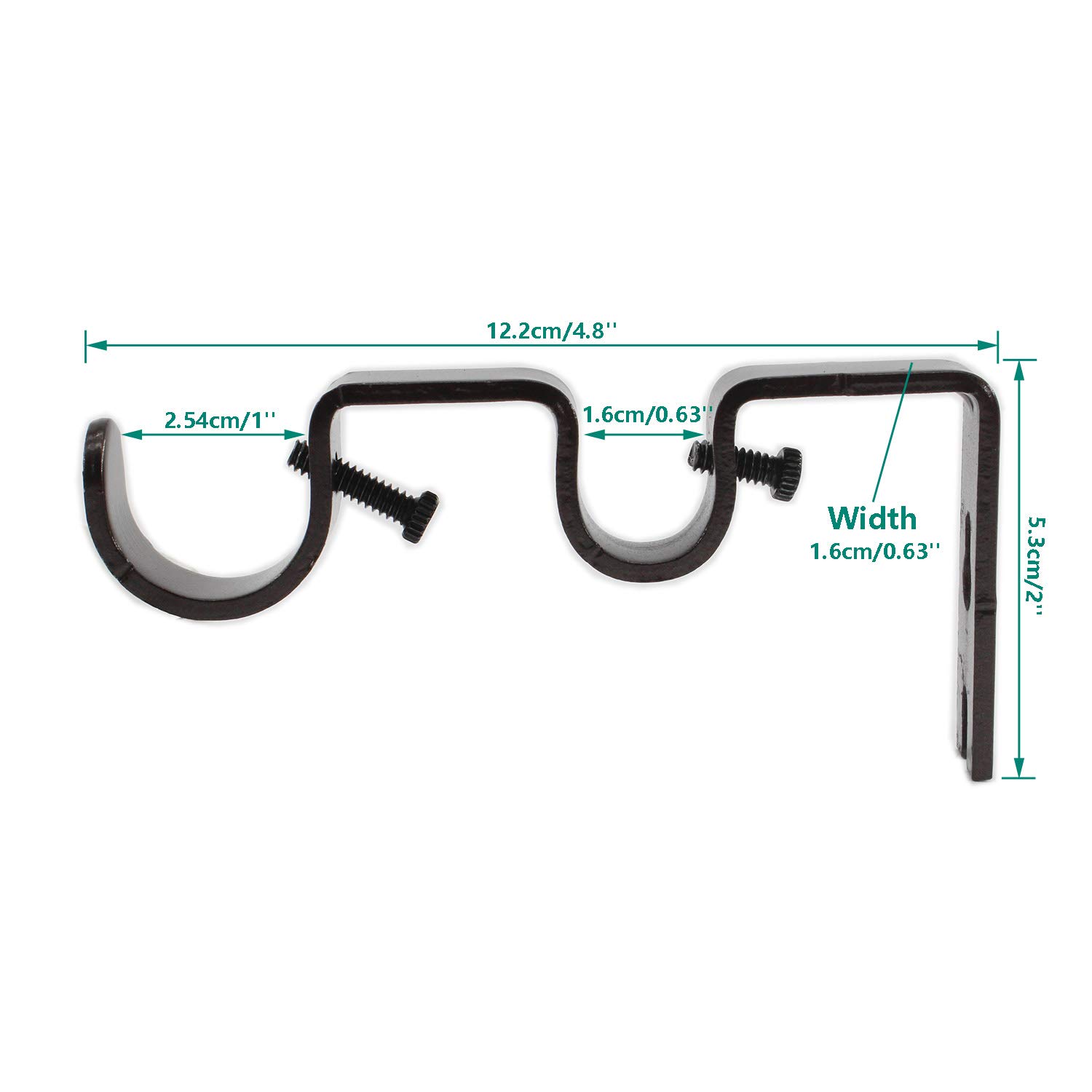 Double Curtain Rod Bracket,ULIFESTAR Adjustable Double Rod Holder,Heavy Duty Drapery Hooks Curtain Hooks for Drapes,1''+0.63''Rod Brackets Wall-Mounted Metal Curtain Hangers 3 Pack Brown