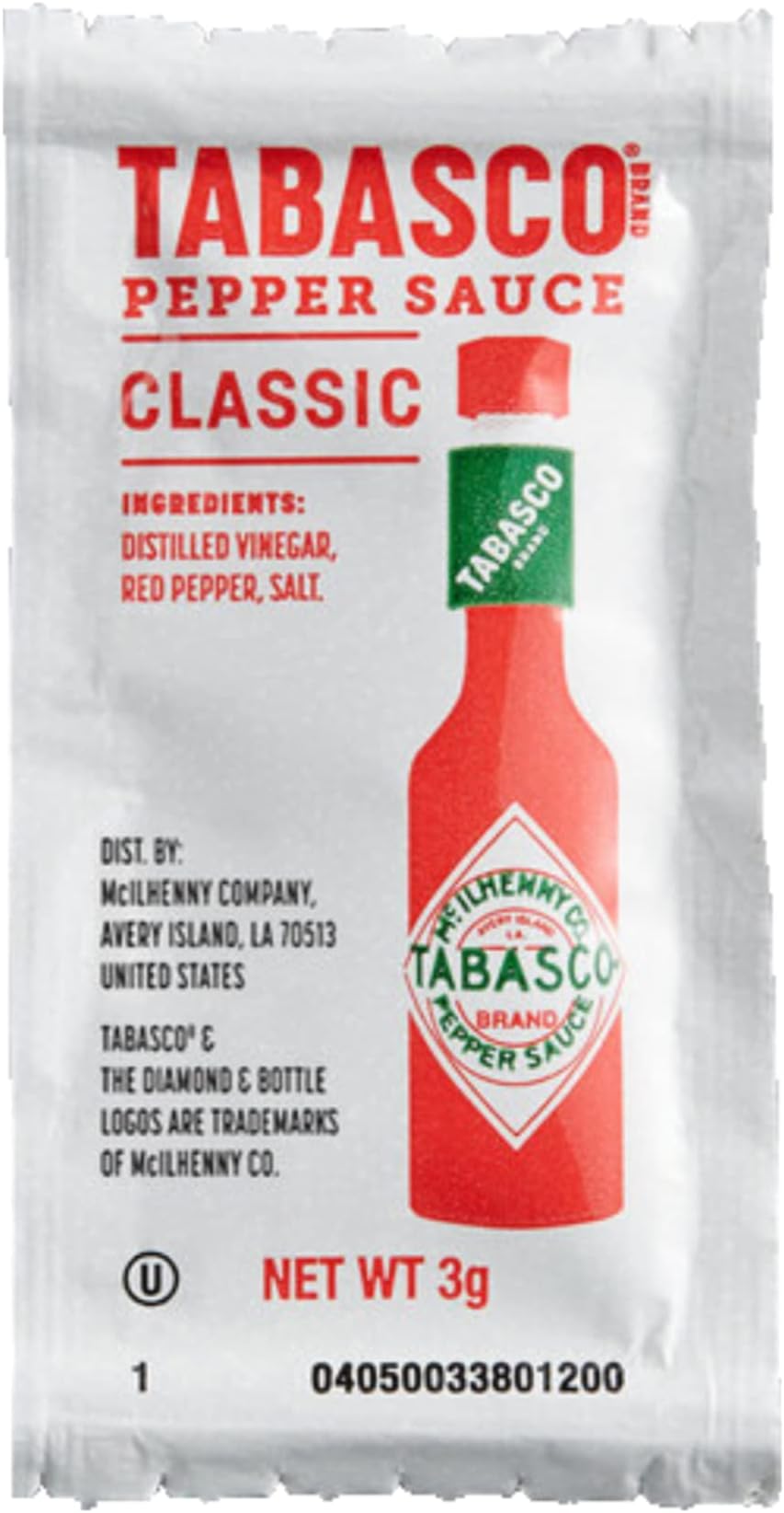 Tabasco Hot Sauce Packets - 3 gram (Pack of 50)