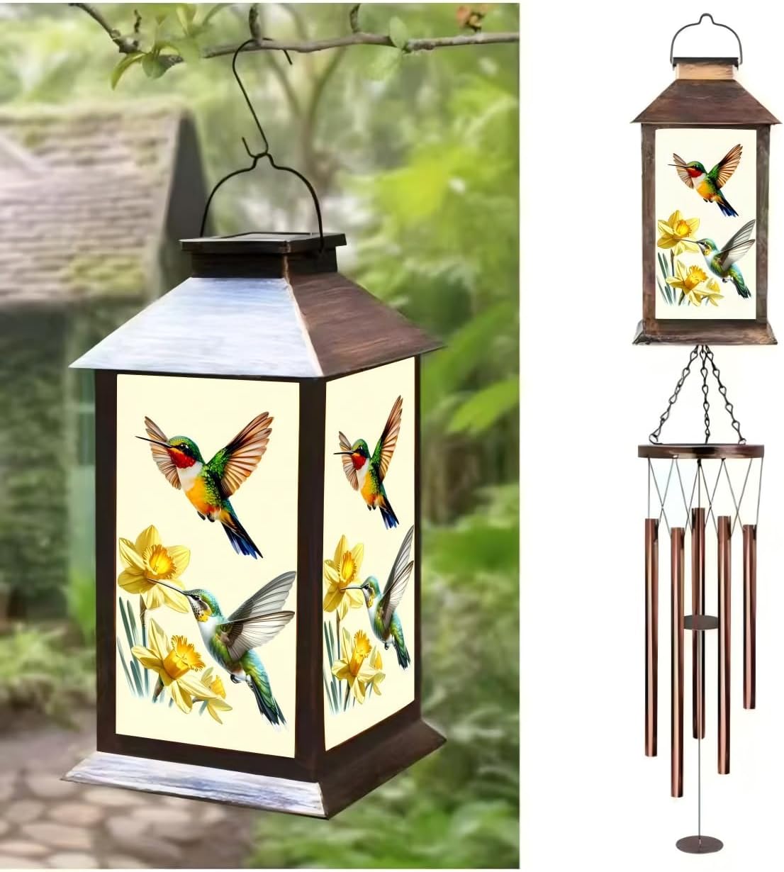 Hummingbird Outdoor Lantern House Wind Chime - A Gift for Outdoor courtyards and Gardens, Suitable for Women, Mothers, Grandmothers, Sisters and Friends, Birthdays, Christmas, and Mother's Day