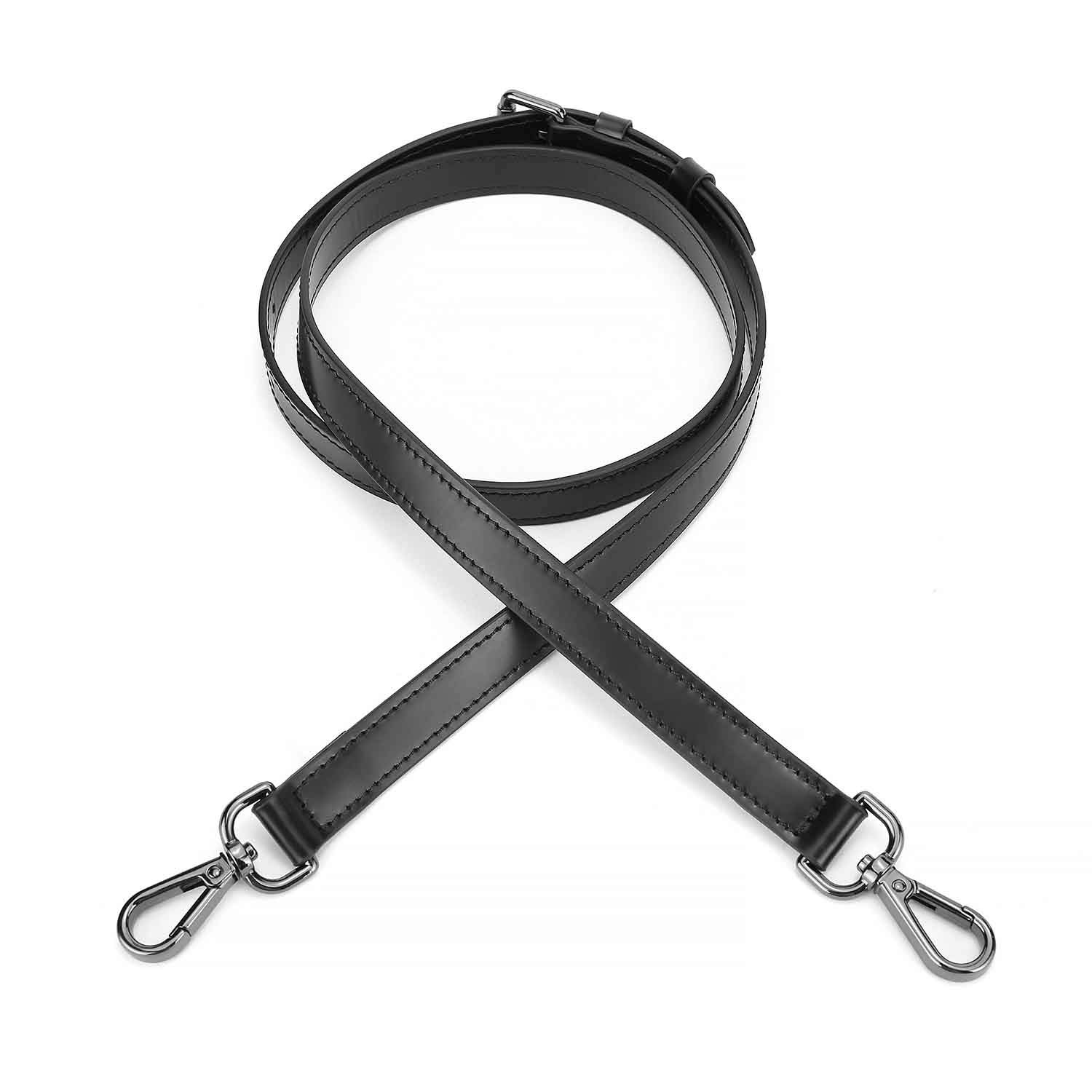 Purse Strap Replacement Genuine Leather Adjustable Strap for Crossbody  Bag or Handbag 41-49 inches（105-125cm）Width 7/10 Inch black