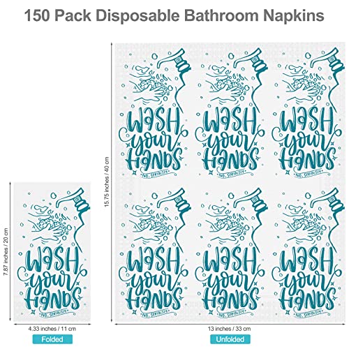 Ruisita 150 Pack Disposable Bathroom Napkins Wash Your Hands Paper Napkins Bathroom Etiquette Guest Dinner Napkins Decorative Paper Hand Towels For Bathroom Wedding Birthday Anniversary, Teal Blue #TOP1