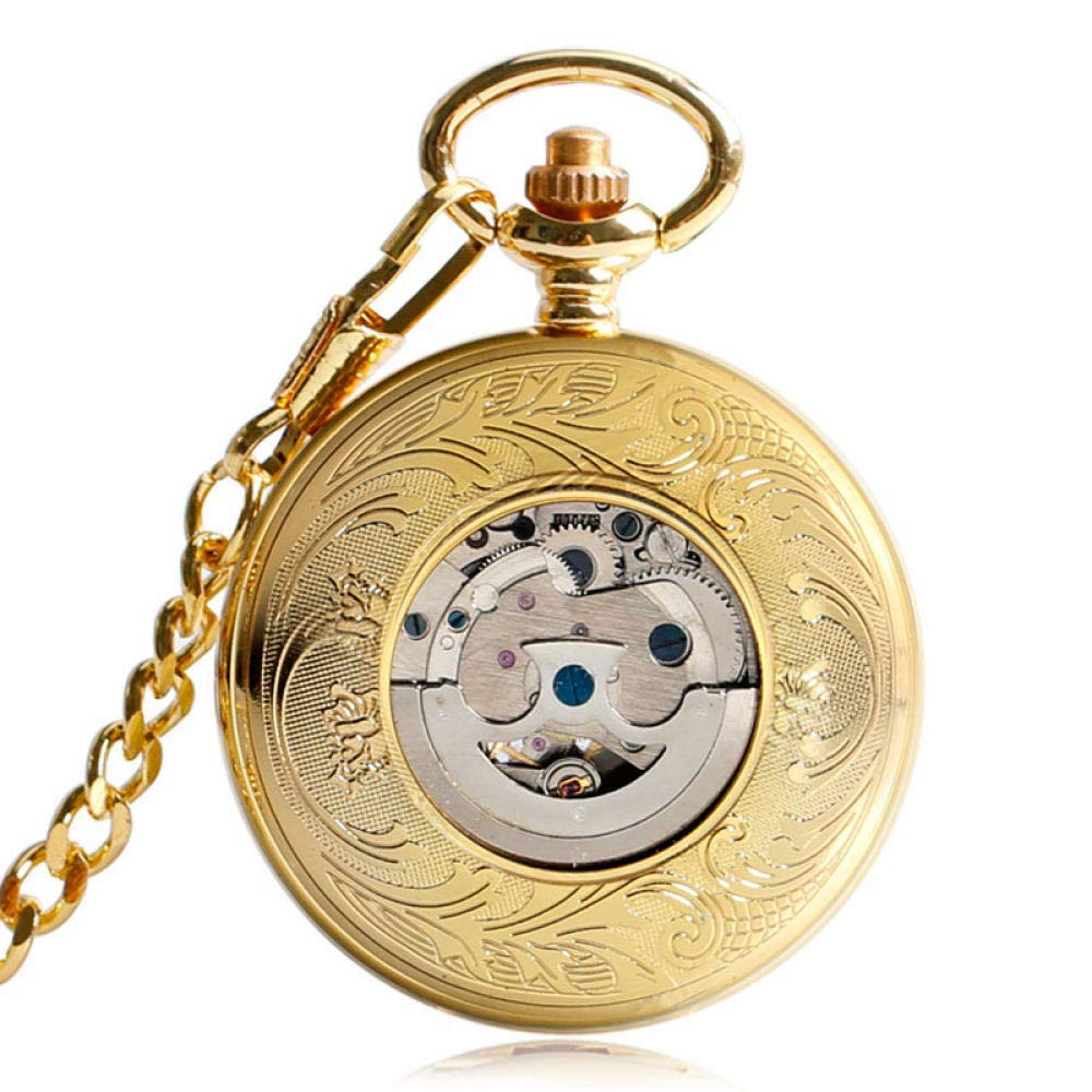 Zegarek kieszonkowy fajny złoty Hollow Phoenix Design cyfra rzymska Steampunk samonakręcający się mechaniczny zegarek kieszonkowy relojes de bolsillo