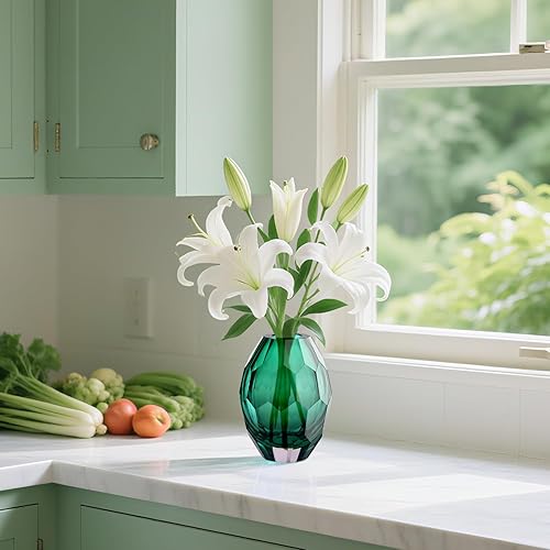 Miniatura 4 de Jarrón de arte de vidrio, florero transparente único, jarrones modernos para sala de estar, boda, mesa de comedor, oficina central de mesa jarrones