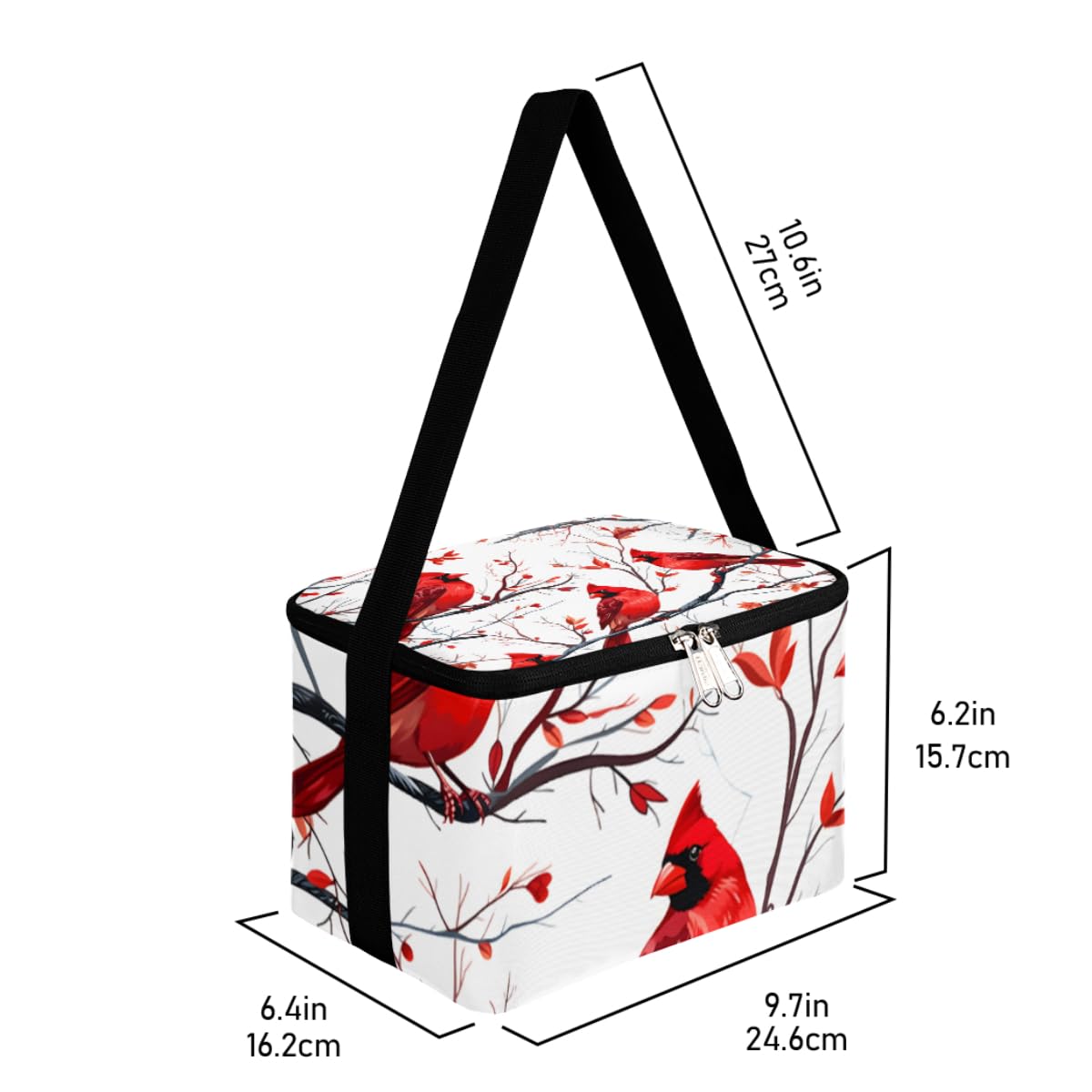 GzLeyigou Lunch Bags for Women Men 9 Cans,Bullfinch Bird Christmas Hot & Cold Food Delivery Bag Insulated Grocery Bag Insulated Lunch Box Cooler Bag for Office Work Picnic Beach