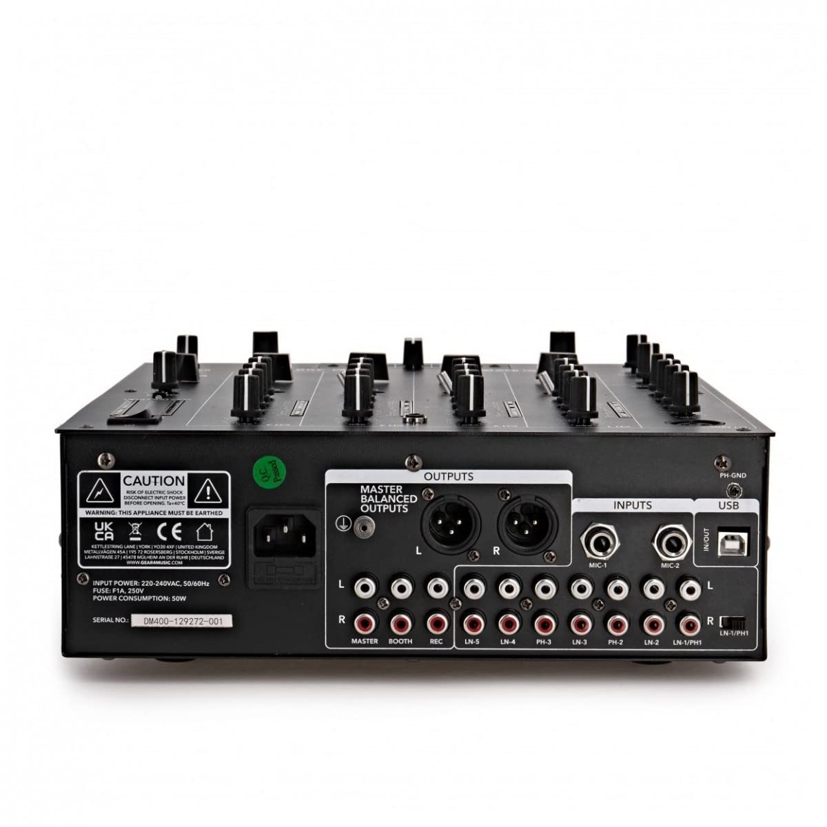 SubZero Mezclador para DJ de 4 canales con Crossfader y USB | Para principiantes y profesionales, una entrada XLR y dos entradas de micro TRS, EQ de 3 bandas con interruptor mono