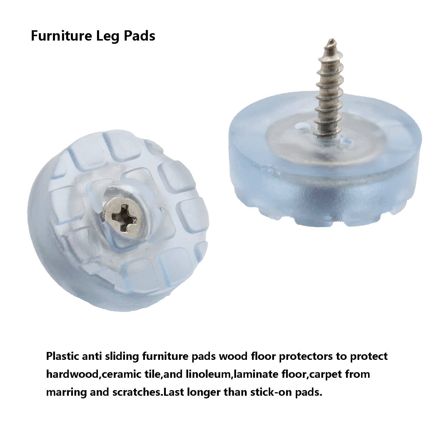 20PCS Screw on Furniture Pads TTZEZE Heavy Duty Round Furniture Sliders for Wooden Chair Legs and Feet Best — view 3