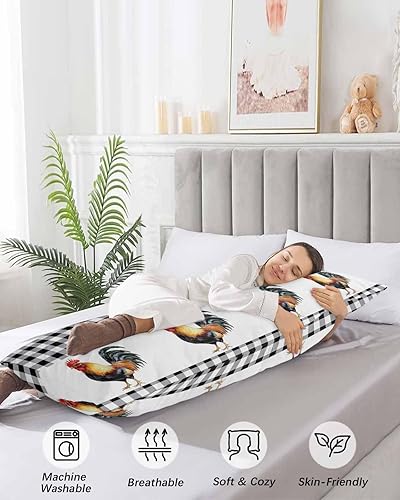 Miniatura 5 de Funda de almohada de cuerpo de gallo negro, fundas de almohada suaves para cama, fundas decorativas de lujo para sofá sofá largo lumbar con cierre
