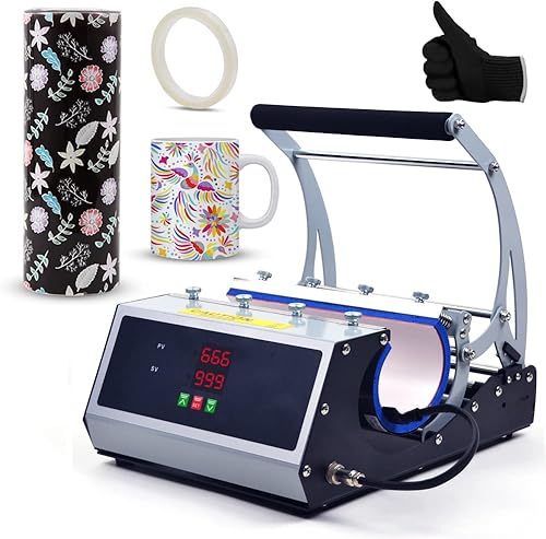 MYSUB Máquina de prensa térmica de vaso profesional de 30 onzas con 2 alfombrillas de sublimación de transferencia desmontables para vasos rectos 11