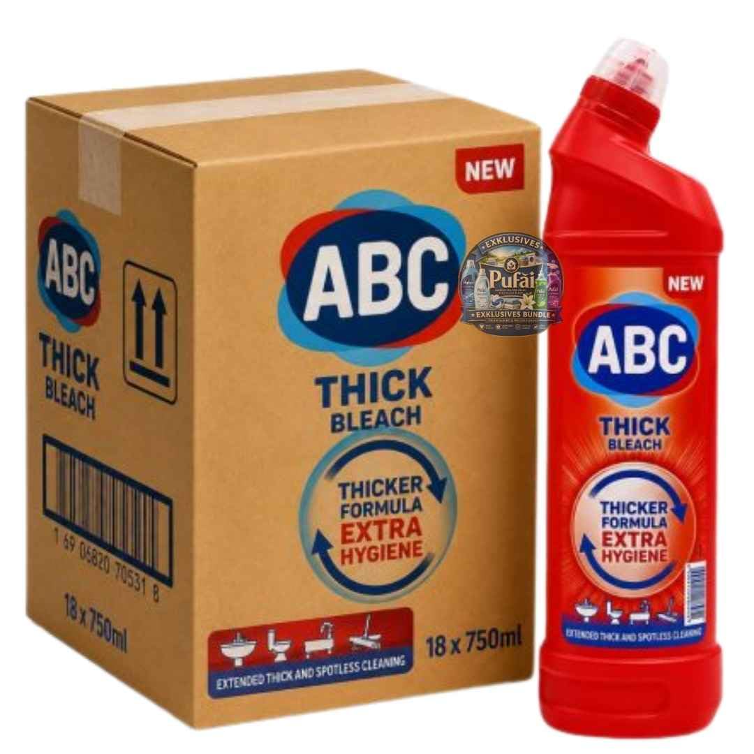PUFAI Bundle – ABC Dickflüssige Bleiche mit Frühlingsduft – Kraftvoller Reiniger für Haushalt & Wäsche, 750ml, 18 Stück