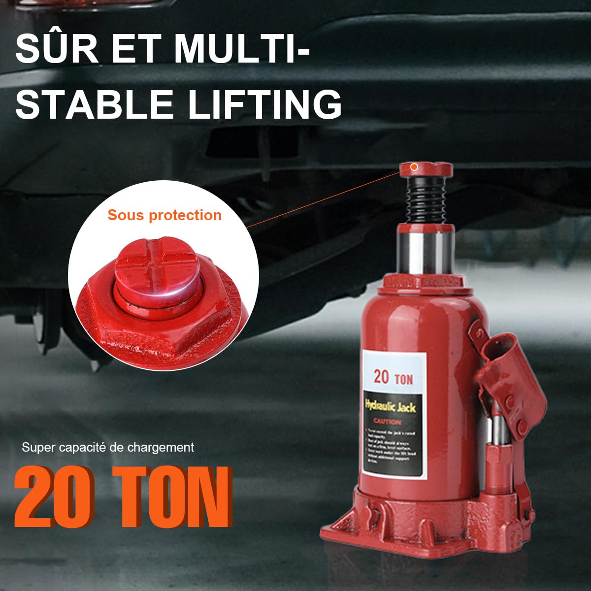Cric Hydraulique,Cric Bouteille hydraulique 20 T Crics de Levage hydrauliques Portable Crics de Chariot hydrauliques Compact pour Voiture Van Bateau Camion Caravane