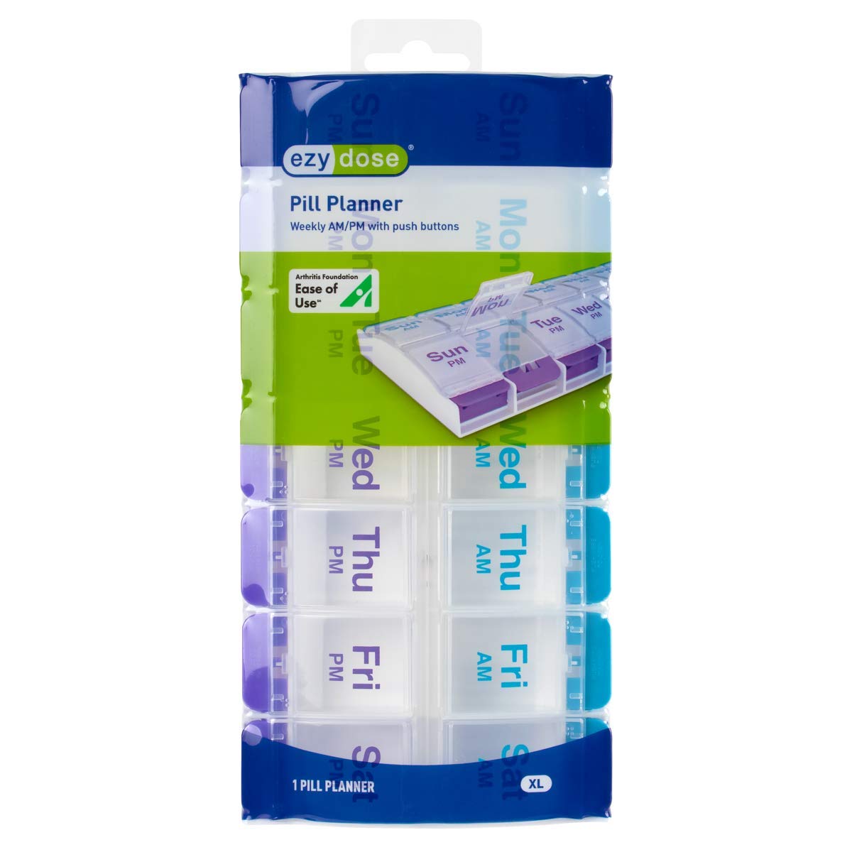 Ezy Dose Push Button Weekly AM PM 7-Day Pill and Vitamin Organizer Case of 36