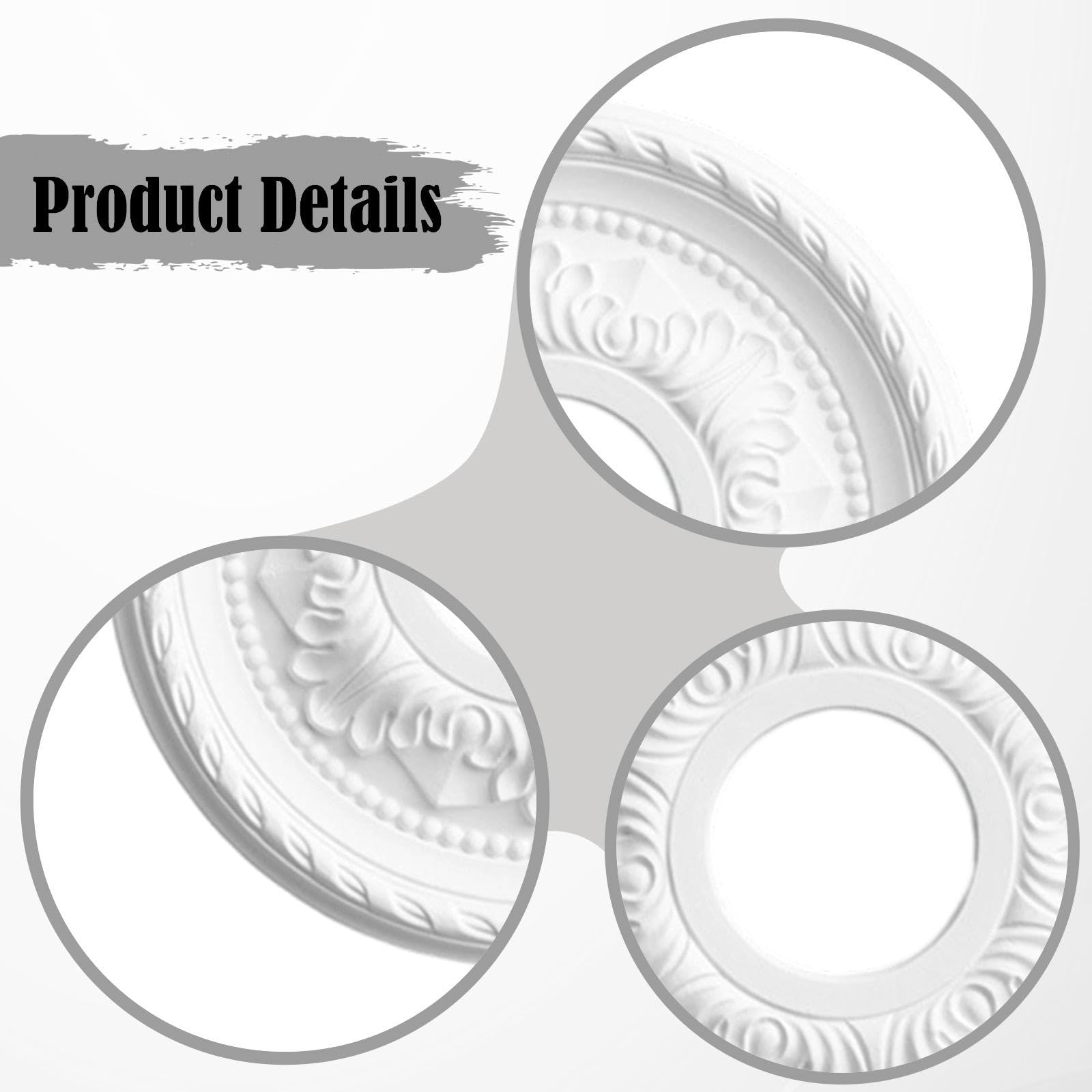 Rosone Da Soffitto in Poliuretano per Lampade, Placca Decorativa per Biblioteche, Camere Da Letto, Ristoranti, Hotel, Diametro 31 cm