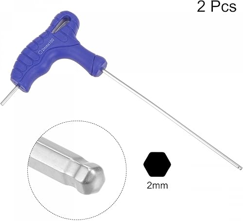 Miniatura 3 de uxcell Llave hexagonal de extremo de bola de 0.079 in, llave inglesa con mango en T, acero métrico CR-V, 2 unidades