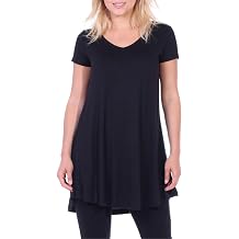 Popana Short Sleeve Tunic Tops for Women, Flowy Stretch Loose Fit Short Sleeve Tunic Tops for Leggings
