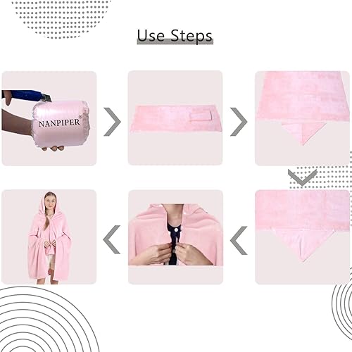 Miniatura 6 de NANPIPER Manta de gran tamaño con capucha para mujer, manta suave y mullida, microfibra de forro polar de felpa cálida, 65 x 80 pulgadas, gris claro