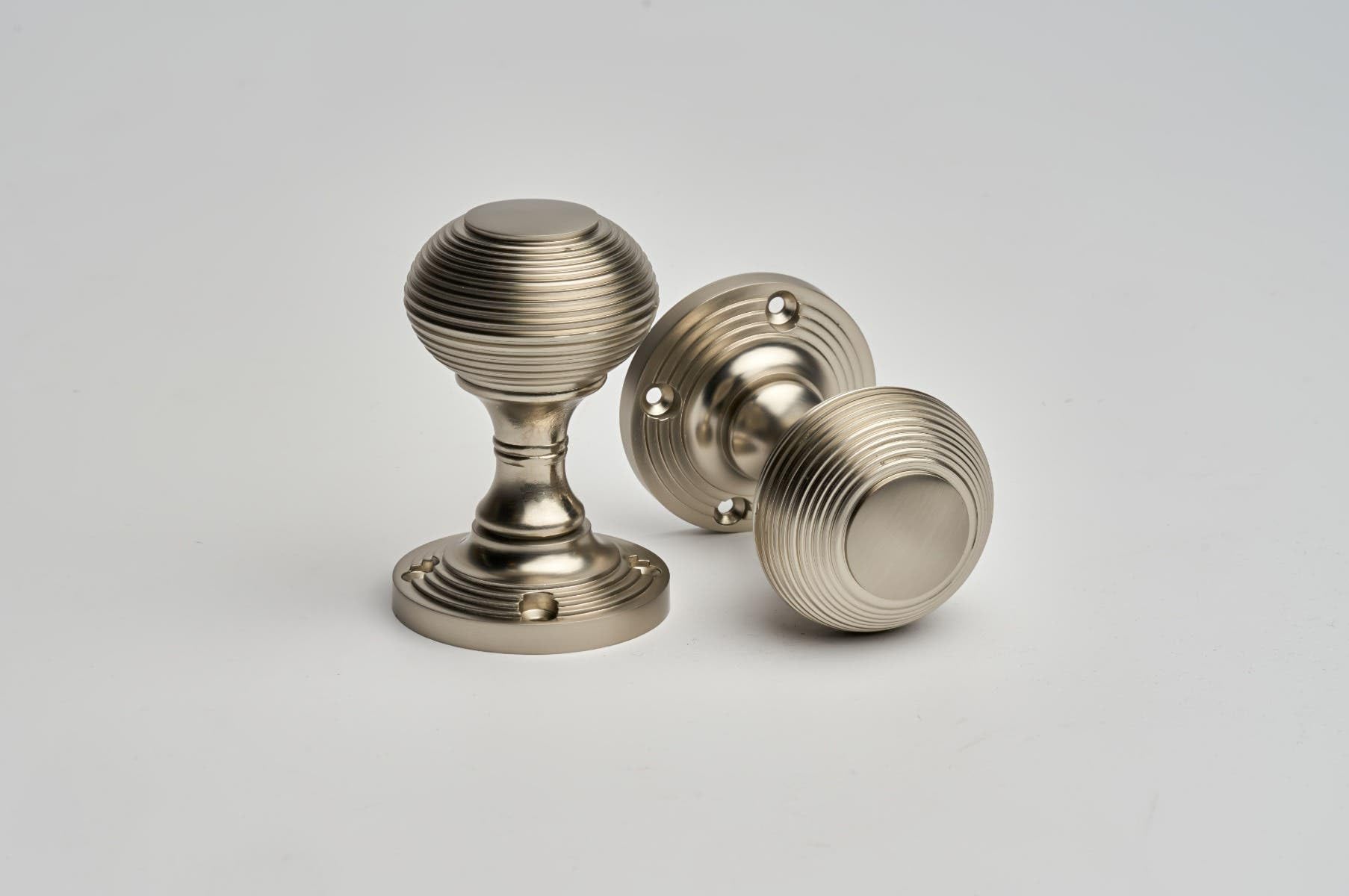 Designer Levers - Beehive Mortice Door Knob - Brushed Satin Nickel - Pair - Image 2