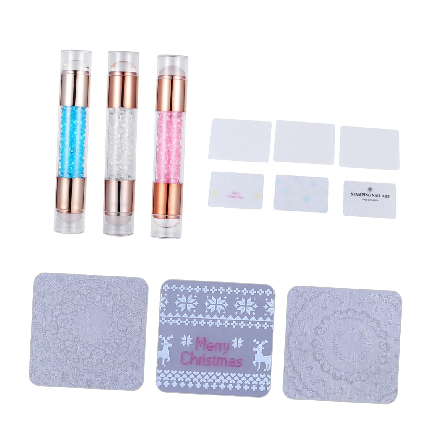 3pcs Diy Nail Art Stamper Double Head Nail Art Stamping Kit Acrylic Tool Decor Supplies