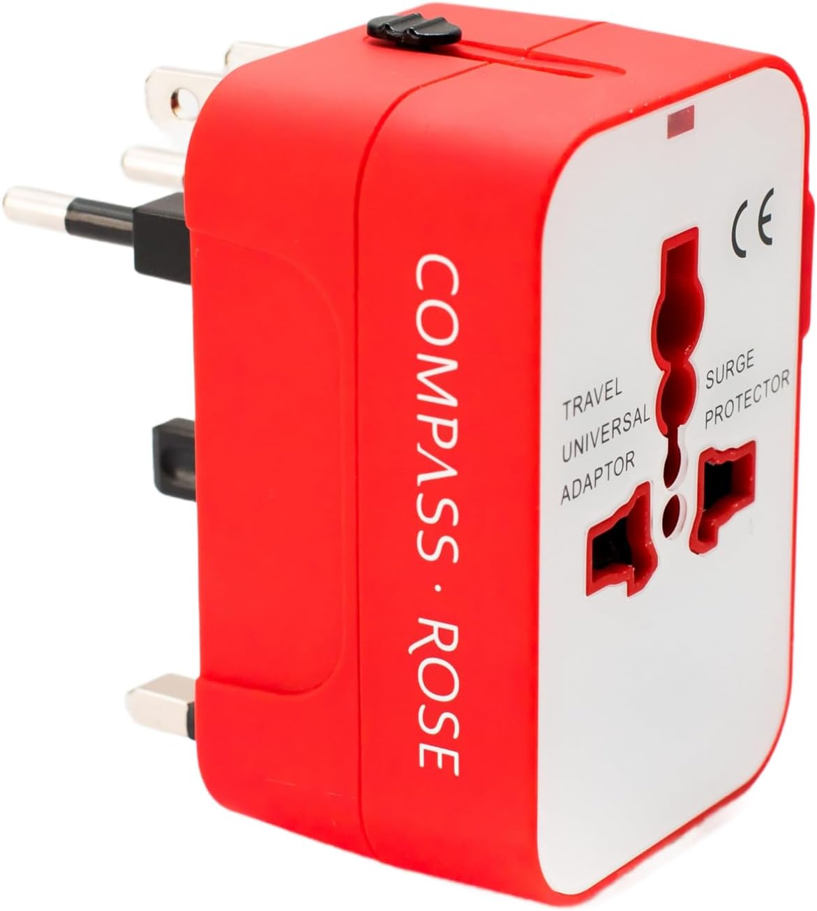 Best International Travel Adapter Europe, Asia (Universal Travel Plug Charger World USB Adapter), Red