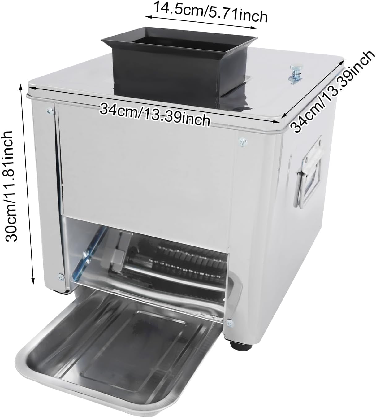 Komercyjna maszyna do cięcia mięsa 850 W, krajalnica ze stali nierdzewnej 150 kg/h, 7 mm wołowina, wieprzowina, niszczarka jagnięca i kostka do wydajnego przetwarzania mięsa