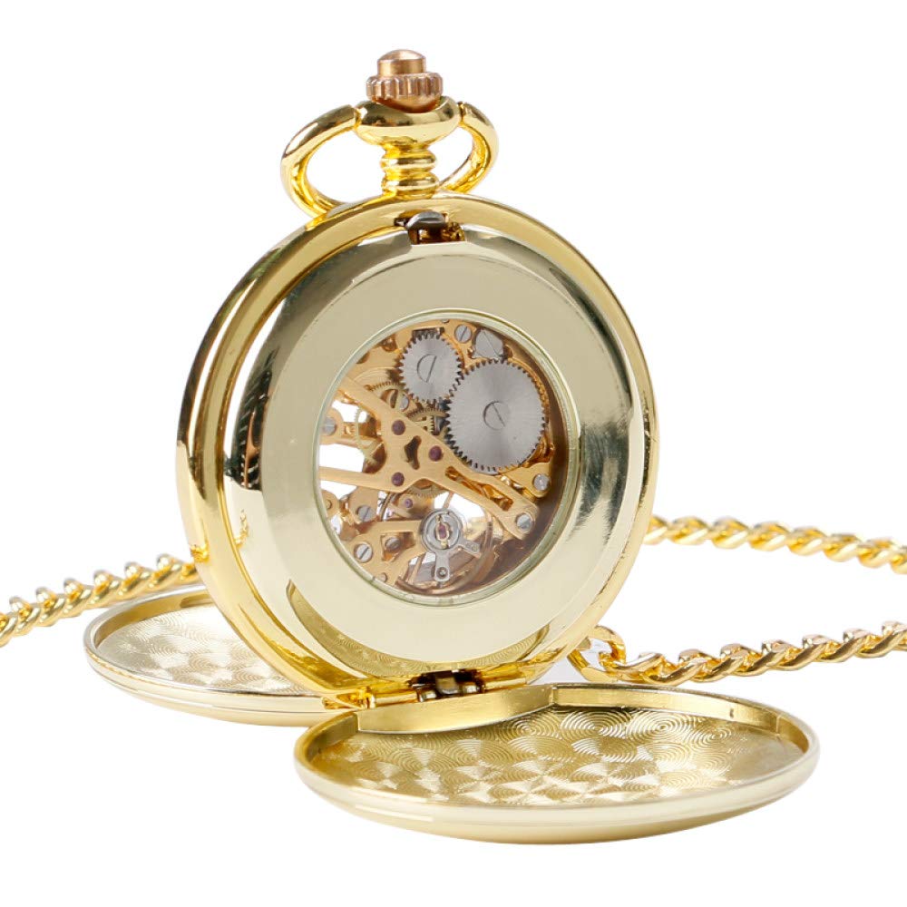 Silber Golden Smooth Mechanical Watch Herren Taschenuhren Männer Frauen handwickelnde Taschenuhr Kette einfache Uhren