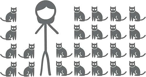 Miniatura 10 de Crazy Cat Lady Stick Figura  8.0 x 4.3 pulgadas  calcomanía de vinilo para gatos y niñas