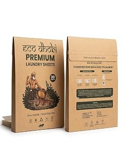 Eco Dhobi 5 Enzyme-Powered Laundry Detergent Sheets, Built-in Fabric Softener, Eco-friendly Alternative to Pods, Liquid, Powder, Works in Top & Front Load & Bucket Wash