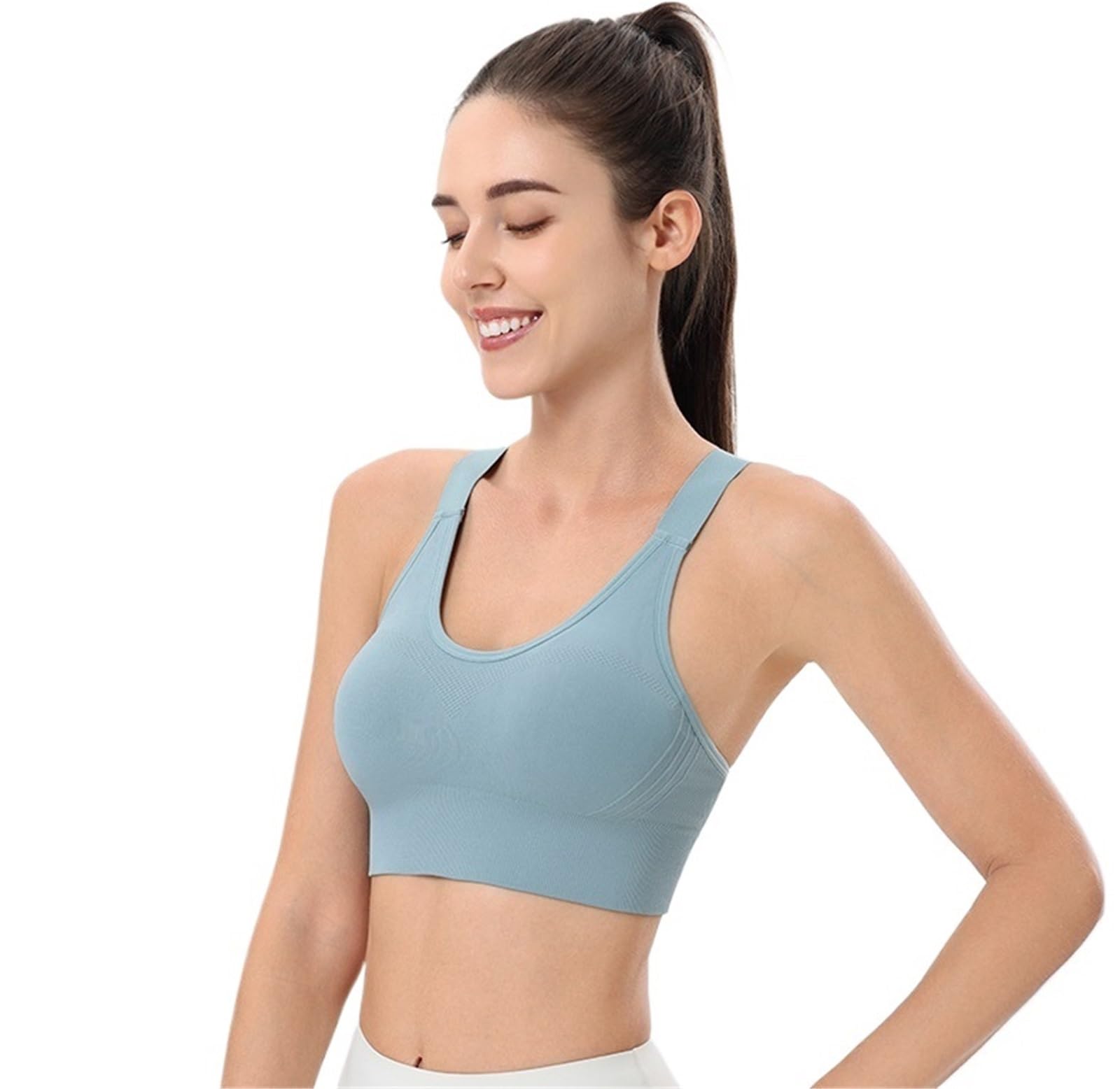 Sujetador Deportivo Sujetador Deportivo Ajustable For Mujer, Conjunto De Soporte Alto con Espalda Cruzada, Acolchado For Fitness Mujer(Blue,XXL)