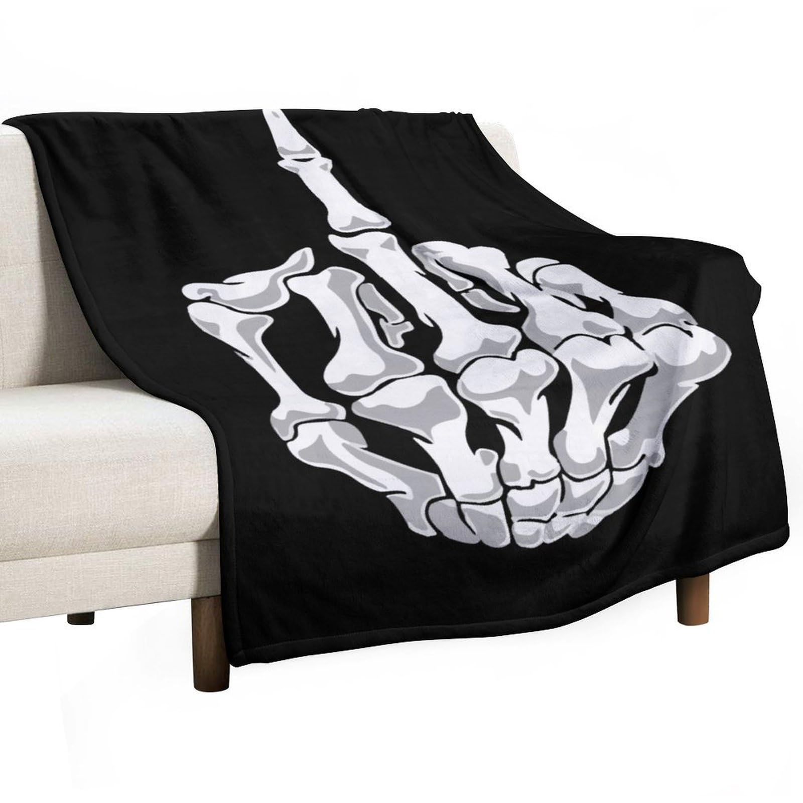 Cgsbngha Style Skull Middle Finger Flannel Fleece Blanket Lightweight Soft Throw Blankets For Sofa Couch Bed Chair