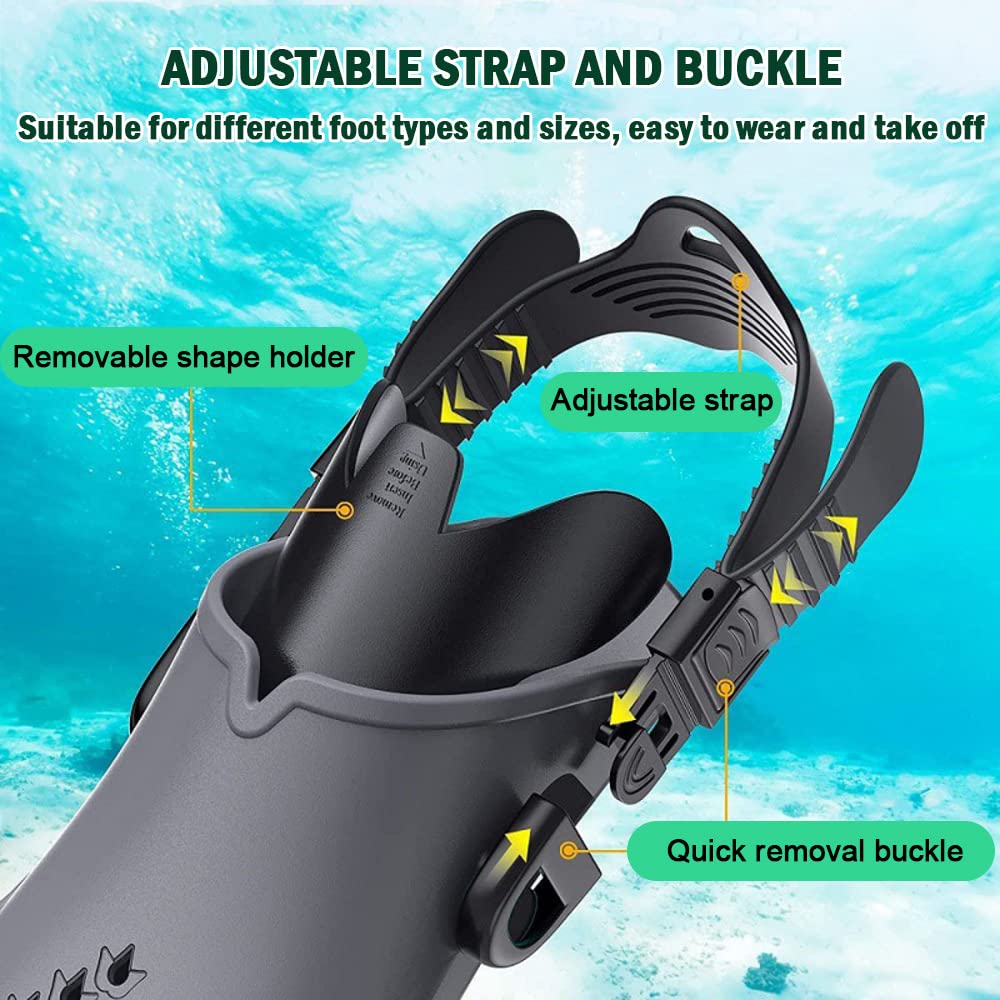 Pinne da nuoto regolabili， pinne Pinne da snorkeling Pinne da snorkeling Pinne da immersione professionali Pinne da immersione for adulti Pinne da allenamento for piscina regalo