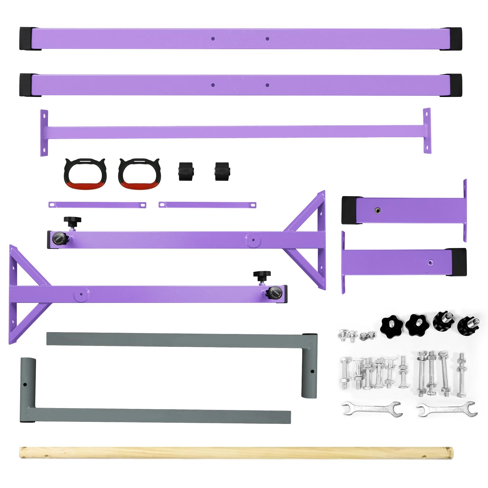 FBSPORT Barra de Gimnasia para Niños Barra Horizontal de Gimnasia con 13 Altura Ajustable de Barra de Entrenamiento con Anillos de Gimnasia Barra de Entrenamiento de Gimnasia expandible Junior Morado