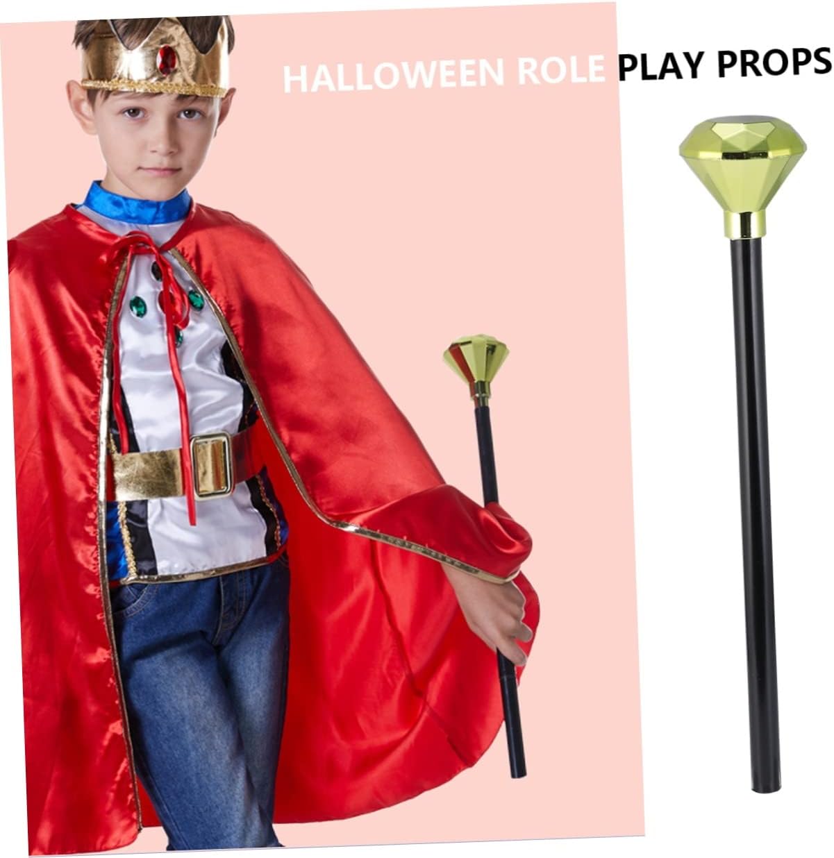 Hemoton 2pcs Halloween Scepter Royal Queen and King Wands for Masquerade Cosplay Stage Performance Elegant Design