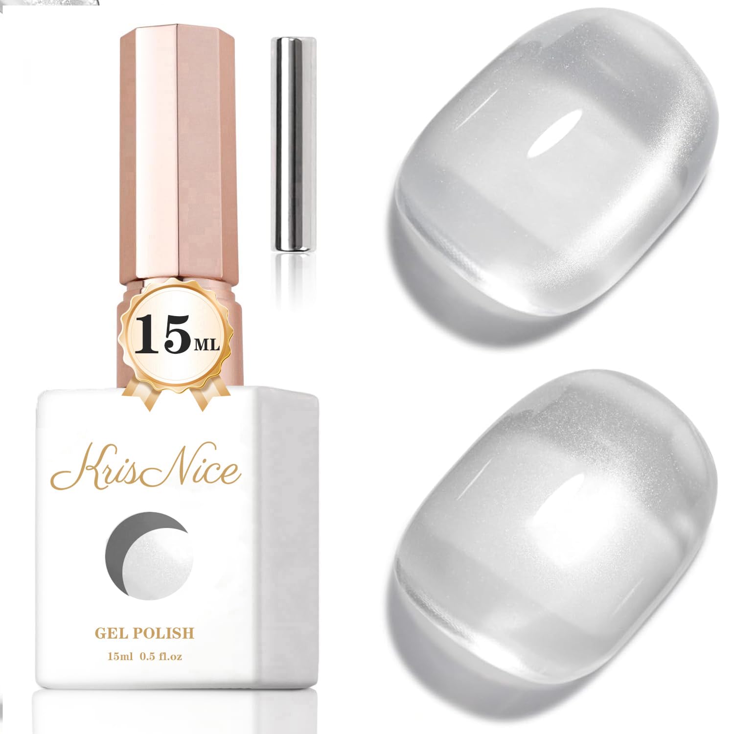 KRISNICE UV Nagellack Cat Eye 15 ML, Gellack mit Magnet, Cat Eye Uv Gel, Glitter Gelnagellack Soak Off Reflective Gel Magnetic Nail Polish für Frauen und Mädchen