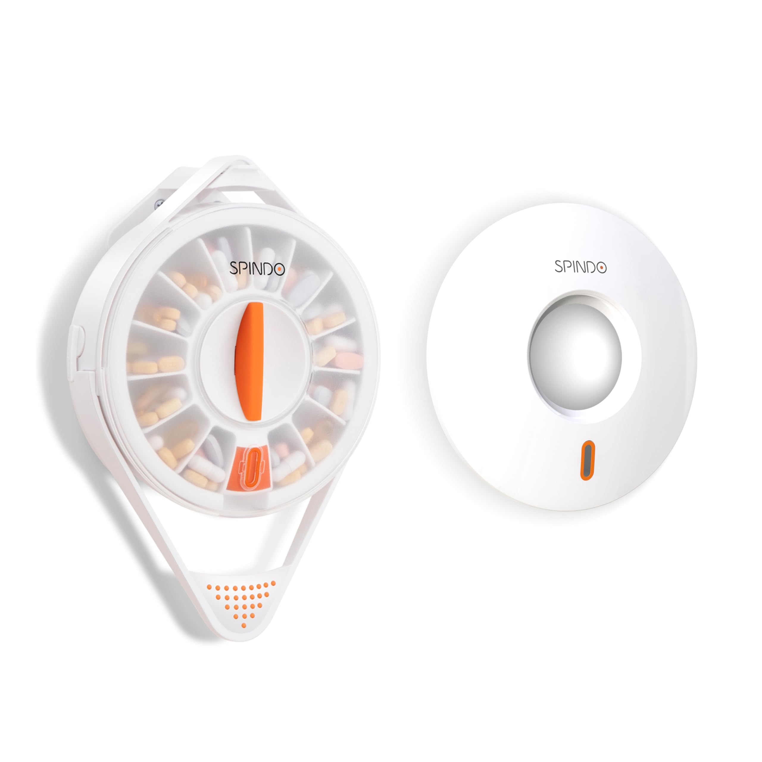 FulliconLight Proof Combo, Weekly Pill Dispenser Organizer with Private Solid Lid, 14 Large Compartments and Child-Proof Lock, Spindo Medicine Dispenser Vitamin/Tablet/Supplement for Elderly (White)