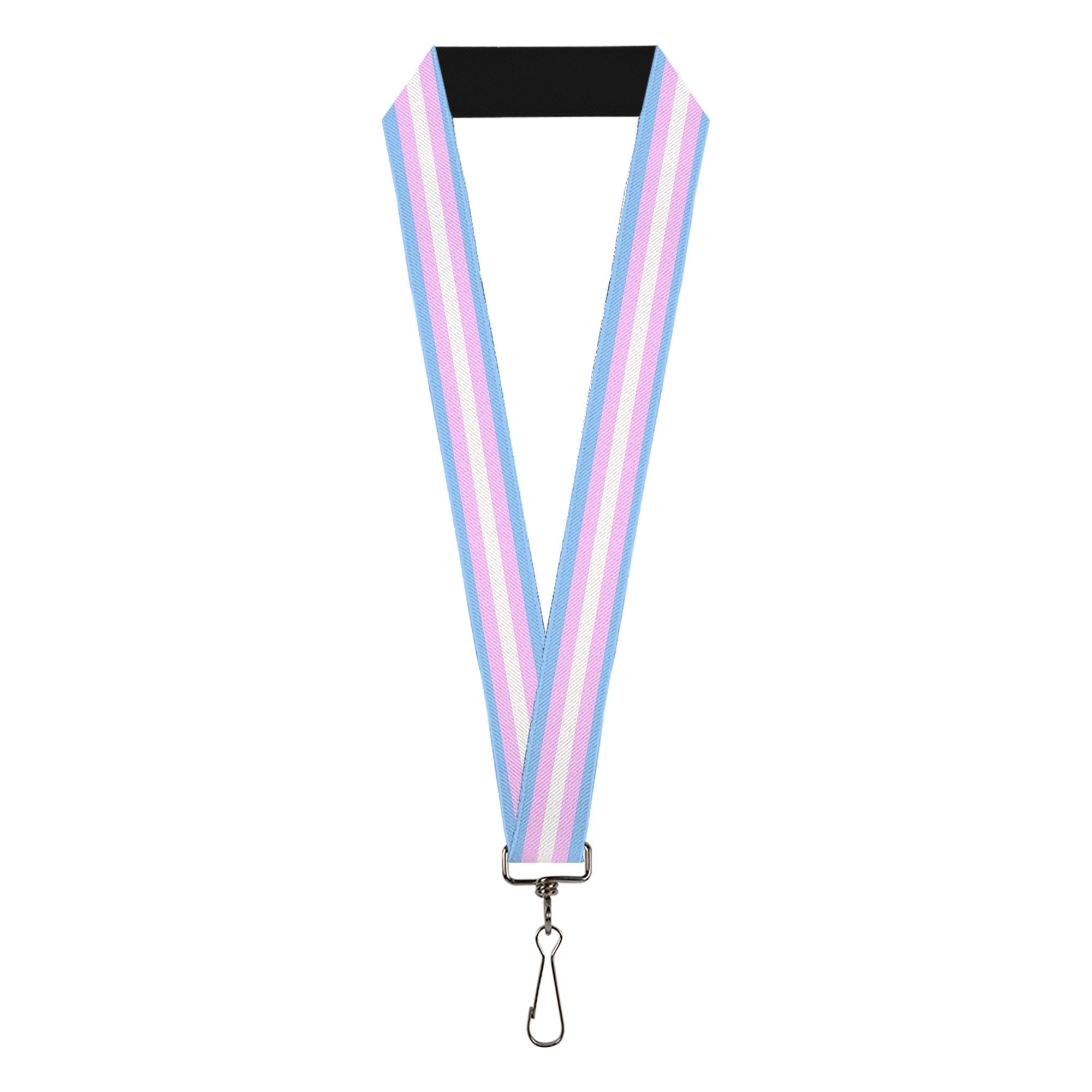 Buckle-Down Lanyard, Flag Transgender Baby Blue Baby Pink White, Elastic, Multi-colored