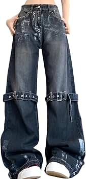 Amazon.com: kakarin choyx Fashion High Waist Straight Baggy